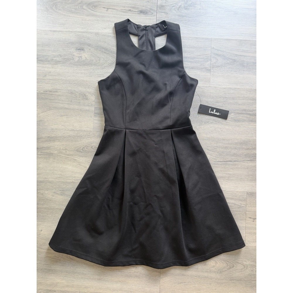 Lulus Womens Dress XS Black Fit & Flare Mini Party cocktail Formal Sleeveless